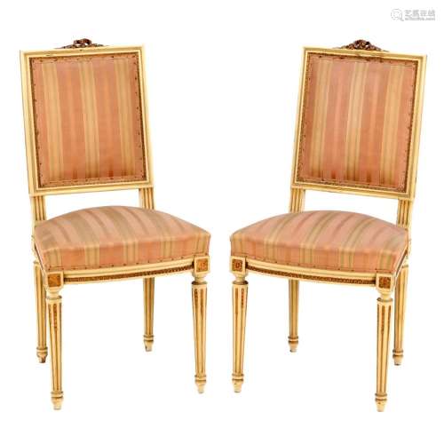 A PAIR OF LOUIS XVI STYLE CHAIRS