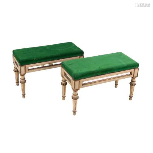 A PAIR OF LOUIS XVI STYLE STOOLS