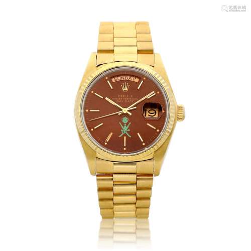 Day-Date, Reference 18038, A yellow gold wristwatch with day...