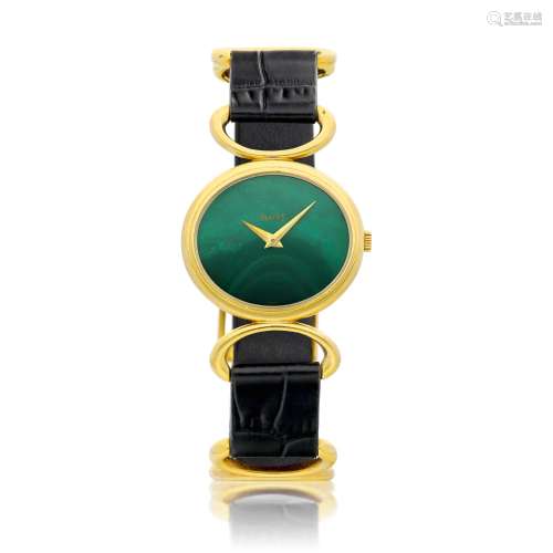 Reference 9802 D, A yellow gold wristwatch with malachite di...