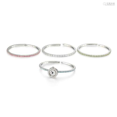 Debutante, A stainless steel and gem-set interchangeable ban...