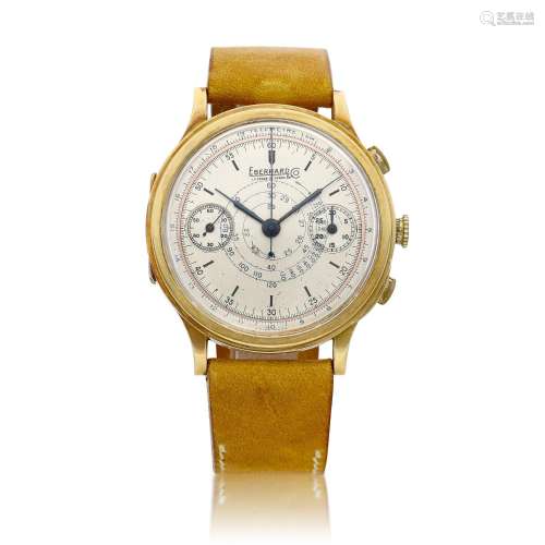 A yellow gold single button chronograph wristwatch with star...