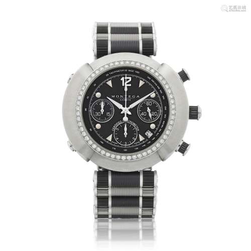 MC 01, A stainless steel and diamond-set chronograph wristwa...