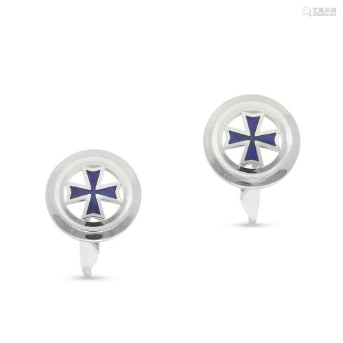 A pair of white gold and blue enamel cufflinks, Circa 2000 |...
