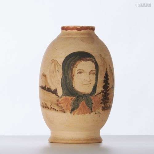 CAZALAS Un vase à décor de femme signé KAHN - H : 20