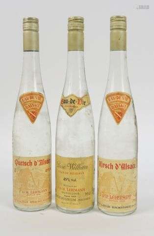 3 BOUTEILLES EAU DE VIE LEHMANN 45° : 1 KIRSCH - 1 QUETSCH -...