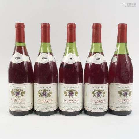 5 BOUTEILLES BOURGOGNE PINOT NOIR VIGNERONS DE MANCEY - 1980...