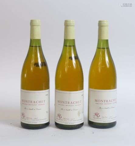 3 BOUTEILLES MONTRACHET NOEL BOUTON - 1985 - 2,5 CM