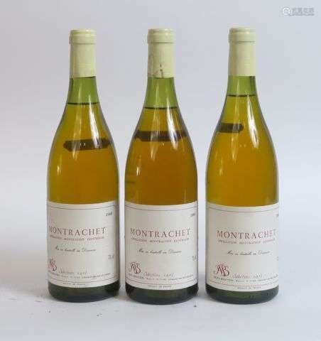 3 BOUTEILLES MONTRACHET NOEL BOUTON - 1985 - 1 à 2 CM/1 à 2,...