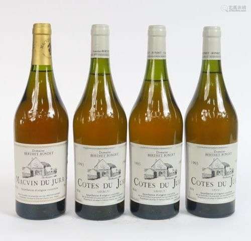 4 BOUTEILLES COTES DU JURA BERTHET BONDET - 1993 - 1 à 0,5 C...