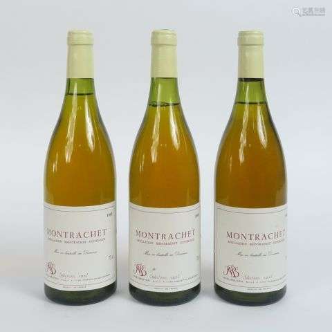 3 BOUTEILLES MONTRACHET NOEL BOUTON - 1985 - 1 à 2 CM/2 à 3 ...