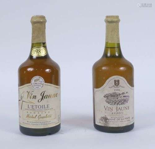 2 BOUTEILLES VIN JAUNE : 1 L'ETOILE MICHEL GENELETTI 1987 - ...