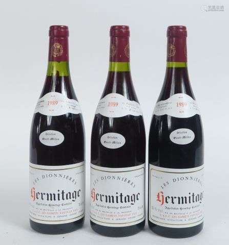 3 BOUTEILLES HERMITAGE 'LES DIONNIERES' FAYOLLE - 1989 - 1 à...