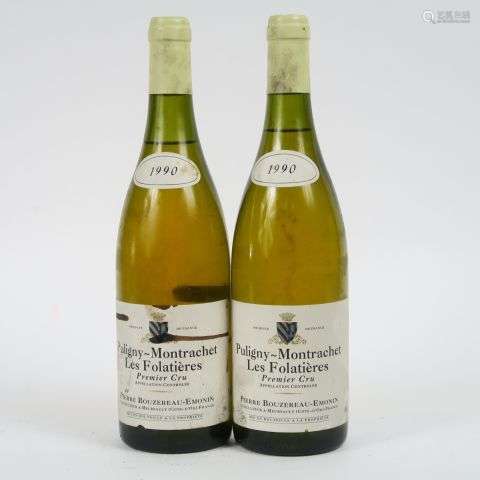 2 BOUTEILLES PULIGNY MONTRACHET 1er CRU 'LES FOLATIERES' P. ...