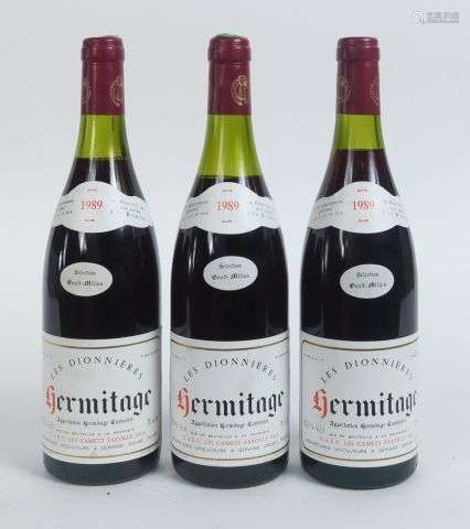 3 BOUTEILLES HERMITAGE 'LES DIONNIERES' FAYOLLE - 1989 - 1 à...