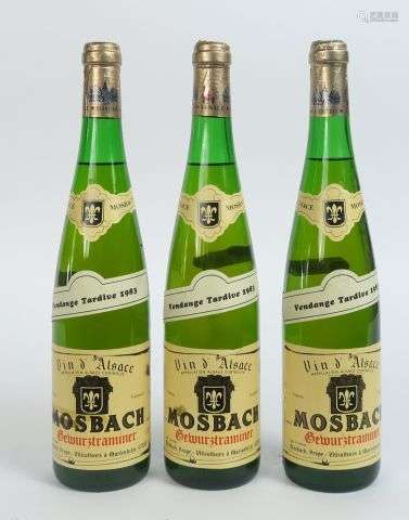 3 BOUTEILLES GEWURZTRAMINER VENDANGES TARDIVES MOSBACH - 198...