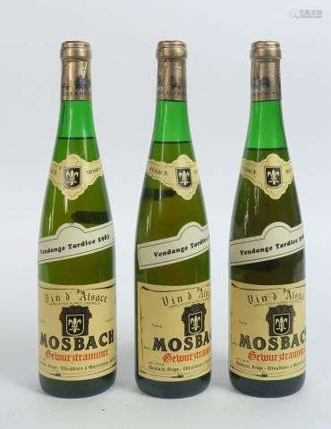 3 BOUTEILLES GEWURZTRAMINER VENDANGES TARDIVES MOSBACH - 198...