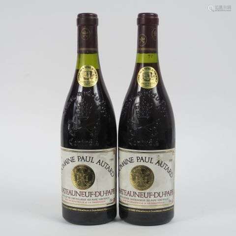 2 BOUTEILLES CHÂTEAUNEUF DU PAPE DOMAINE P. AUTARD - 1990