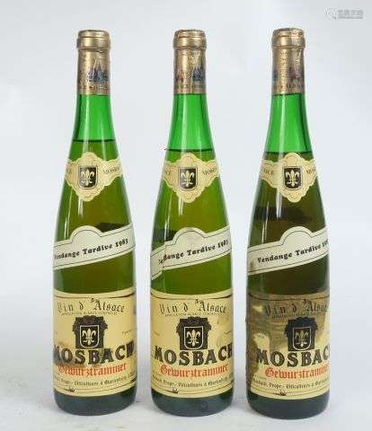 3 BOUTEILLES GEWURZTRAMINER VENDANGES TARDIVES MOSBACH - 198...