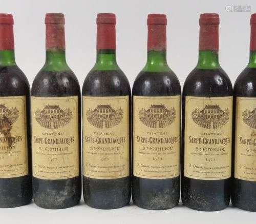 6 BOUTEILLES CHÂTEAU SARPE GRANDJACQUES ST EMILION - 1973 - ...