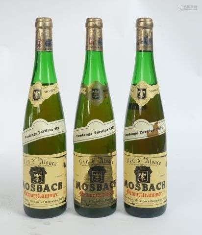 3 BOUTEILLES GEWURZTRAMINER VENDANGES TARDIVES MOSBACH - 198...