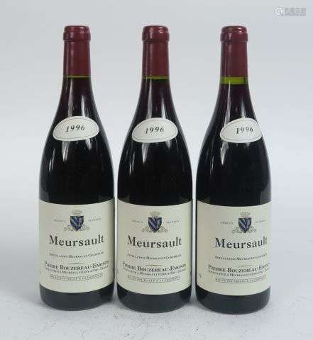 3 BOUTEILLES MEURSAULT P. BOUZEREAU EMONIN - 1996 - 0,5 CM