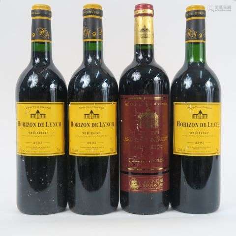 4 BOUTEILLES MEDOC : 3 HORIZON DE LYNCH 2005 - 1 CHÂTEAU LA ...