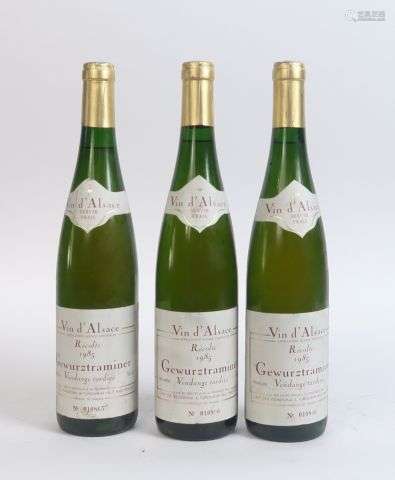 3 BOUTEILLES GEWURZTRAMINER VENDANGES TARDIVES - 1985