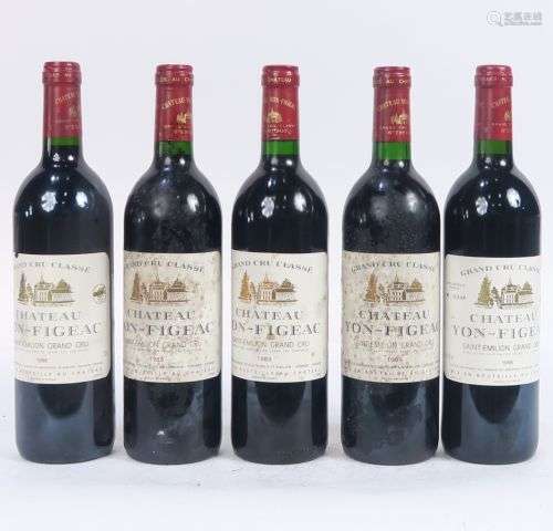 5 BOUTEILLES CHÂTEAU YON FIGEAC GCC ST EMILION : 3 DE 1989/2...