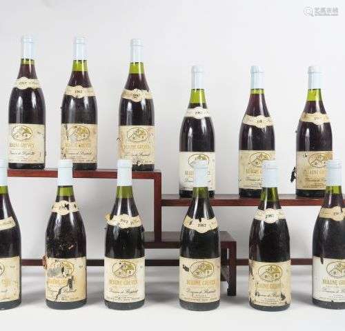 12 BOUTEILLES BEAUNE GREVES DOMAINE DE BAPTAULT - 1987 - DE ...