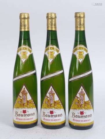 3 BOUTEILLES GEWURZTRAMINER VENDANGES TARDIVES BAUMANN - 198...