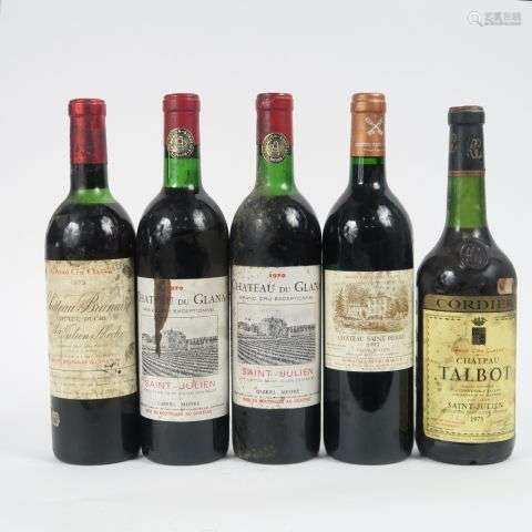 5 BOUTEILLES ST JULIEN : 1 CHÂTEAU BRANAIRE GCC 1973 HEP/BOU...