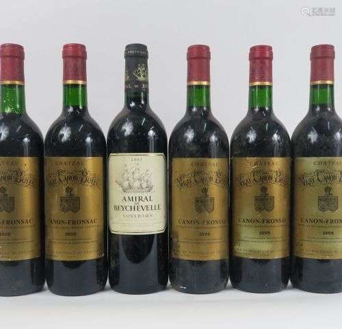 6 BOUTEILLES : 5 CHÂTEAU VRAY CANON BOYER CANON FRONSAC 1995...