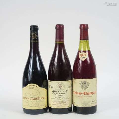 3 BOUTEILLES : 1 VOLNAY CHAMPANS P. EMONIN 1976 3,5 CM - 1 G...