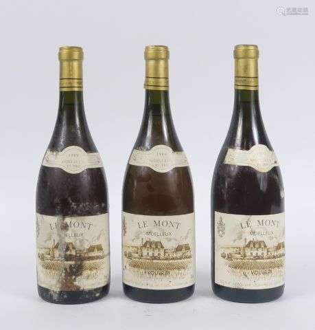 3 BOUTEILLES VOUVRAY HUET 'LE MONT' MOELLEUX 1ere TRIE - 198...