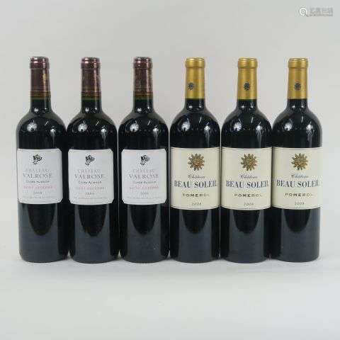 6 BOUTEILLES : 3 CHÂTEAU BEAU SOLEIL POMEROL 2008 - 3 CHÂTEA...