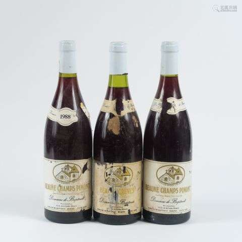 3 BOUTEILLES BEAUNE DOMAINE DE BAPTAULT : 2 BEAUNE CHAMPS PI...