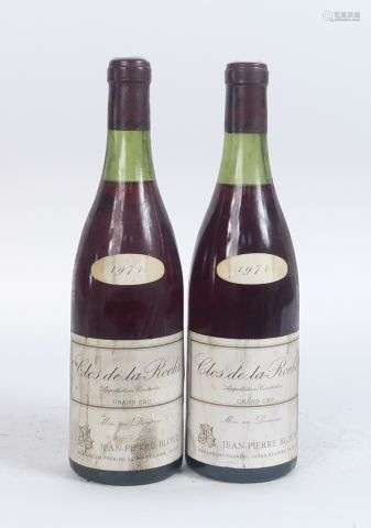 2 BOUTEILLES CLOS DE LA ROCHE GC J.P. BLOUD - 1974 - 3 CM