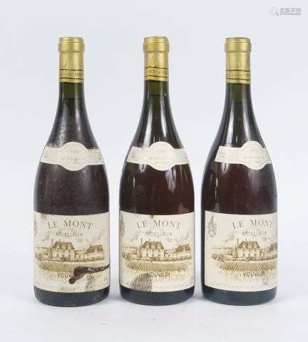 3 BOUTEILLES VOUVRAY HUET 'LE MONT' MOELLEUX 1ere TRIE - 198...