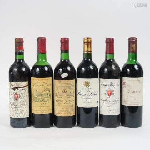 6 BOUTEILLES : 1 CHÂTEAU LA LAGUNE GCC HAUT MEDOC 1974 BG+ -...