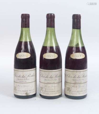 3 BOUTEILLES CLOS DE LA ROCHE GC J.P. BLOUD - 1974 - 1 à 4 C...