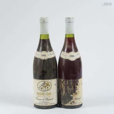 2 BOUTEILLES BEAUNE CRAS DOMAINE DE BAPTAULT - 1986 - 1 ETA