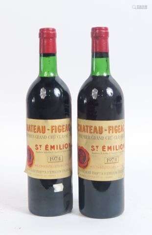 2 BOUTEILLES CHÂTEAU FIGEAC 1er GCC ST EMILION - 1974 - BG