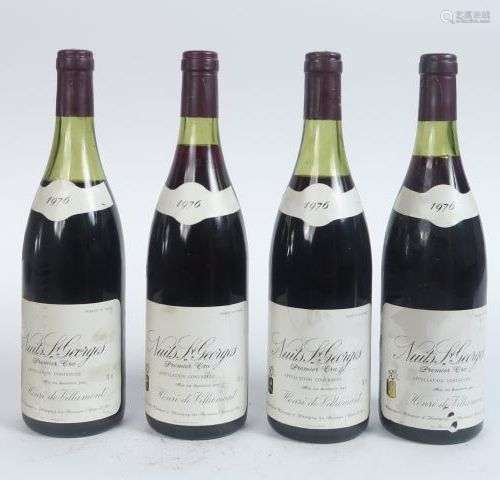 4 BOUTEILLES NUITS ST GEORGES 1er CRU HENRI DE VILLAMONT - 1...