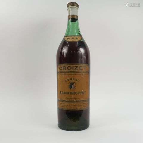 1 FLACON (3 L) COGNAC CROIZET - BOUCHON TOMBÉ