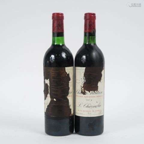 2 BOUTEILLES CHÂTEAU MONTROSE GCC ST ESTEPHE - 1974 - BG/ET/...