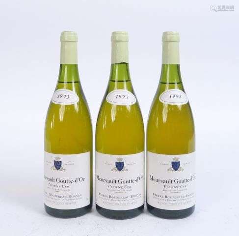 3 BOUTEILLES MEURSAULT 'GOUTTE D'OR' 1er CRU P. BOUZEREAU EM...