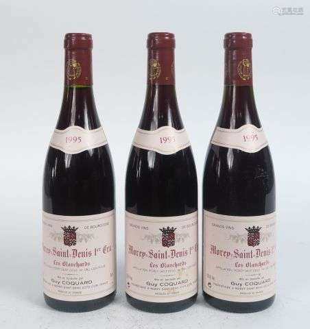 3 BOUTEILLES MOREY ST DENIS 1er CRU 'LES GLANCHARDS' G.COQUA...