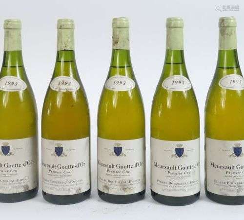 5 BOUTEILLES MEURSAULT 'GOUTTE D'OR' 1er CRU P. BOUZEREAU EM...