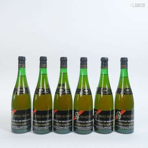 6 BOUTEILLES QUARTS DE CHAUME CHÂTEAU DE BELLE RIVE - 1979 -...